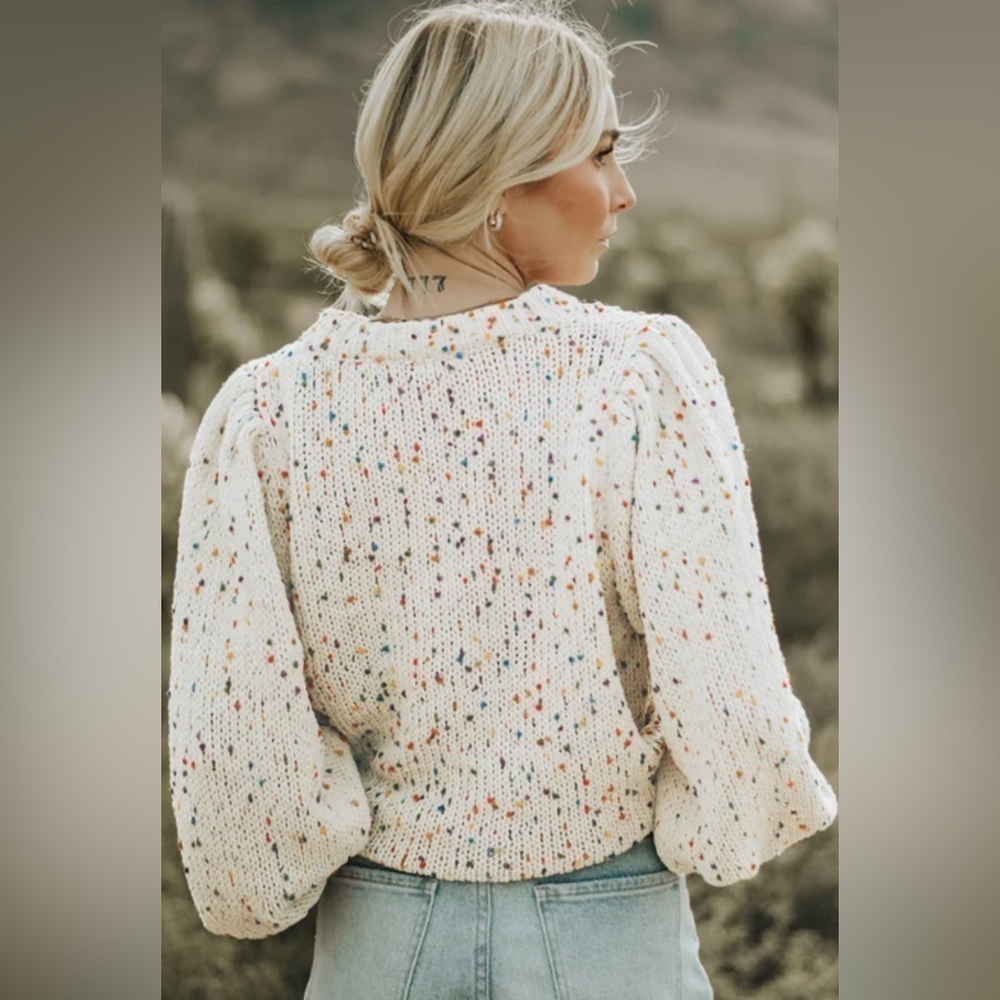 Ivory.. Ivory Sweater w/Colorful Dots - Picture 2 of 3
